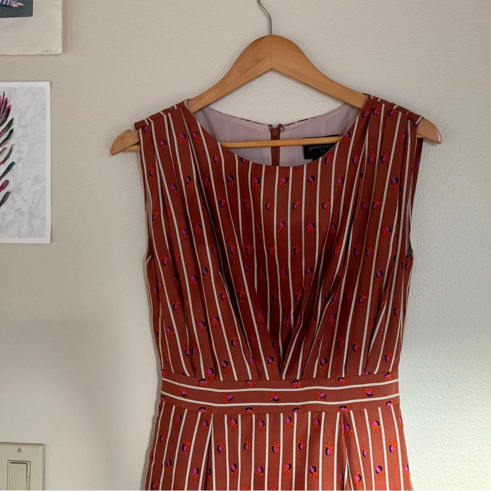 Rachel Comey Marion Dress Sz 2 EUC Silk Sheath Retro Floral Striped - Picture 3 of 16